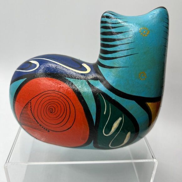 Vintage Puerto Vallarte 1990 Art Deco Cool Mexican Cat Ceramic Home Decor - Picture 3 of 13